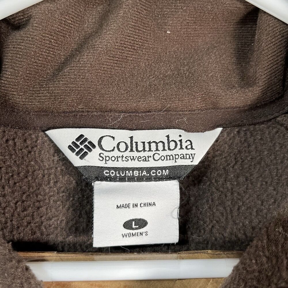 Columbia Womens Large Brown Quarter Zip Fleece Mock Neck Sweater Jacket - Picture 2 of 7